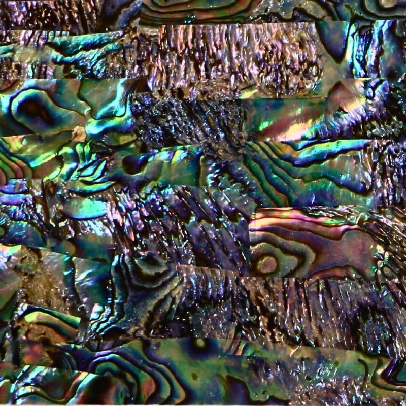 Ocean Shell Studios. Abalone Shell Inlay Veneer for DIY or Professional Inlay Embellishments - Sustainable New Zealand Paua Opal- With 3M Double Sided Tape Backing - 9.45"X2.75" - Image 1